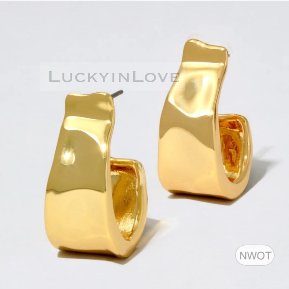 ALEXIS BITTAR • Molten Gold Ribbon Hoops Earrings
